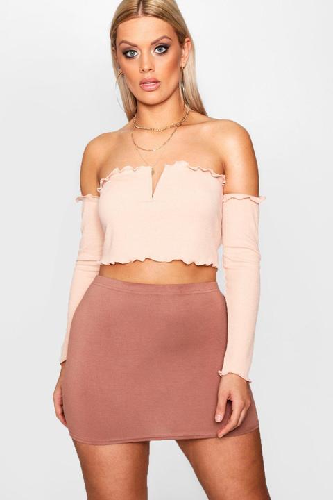 Plus V Bar Ribbed Crop Top