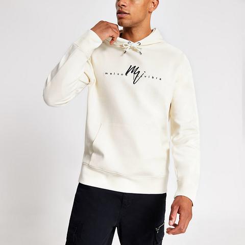 Maison Riviera White Twill Slim Fit Hoodie