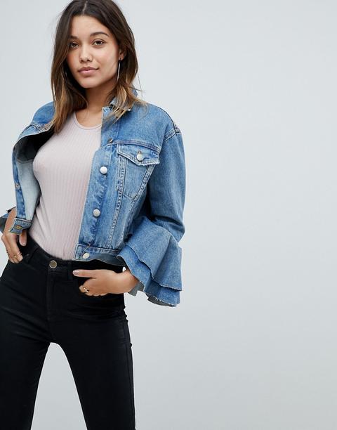 Chaqueta Vaquera Con Mangas Estilo Cascada De Asos Design-azul