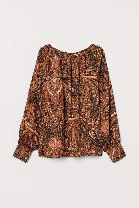 Blouse En Satin À Motif - Orange