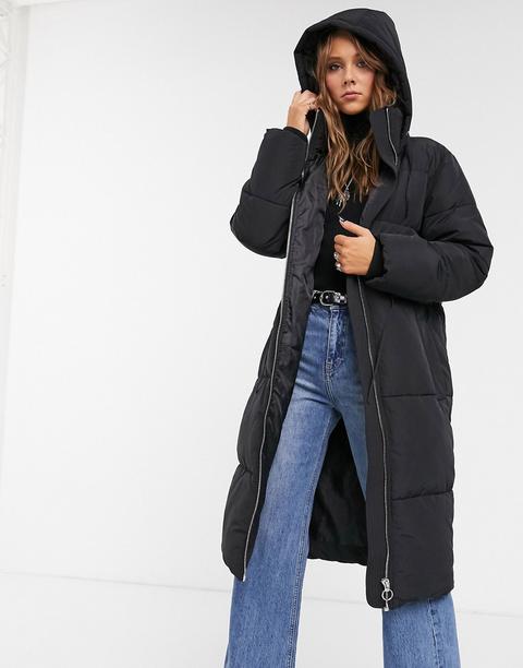 Topshop Padded Coat In Black