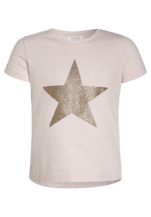 Next Glitter Star Camiseta Print Pink