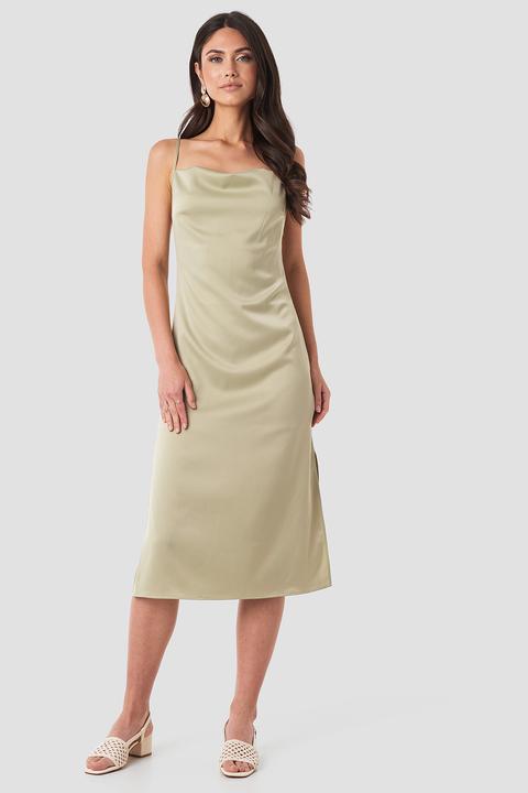 Satin Midi Slip Dress Grün