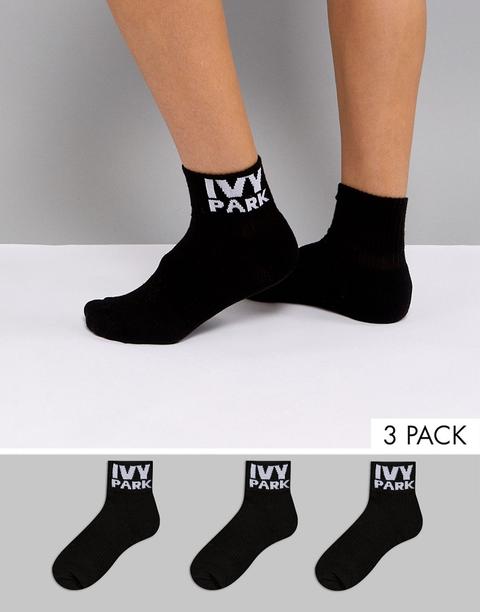 Ivy Park - Confezione Da 3 Paia Di Calzini Neri Con Logo - Nero