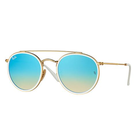 Ray-ban Round Double Bridge Gold, Blue Lenses - Rb3647n