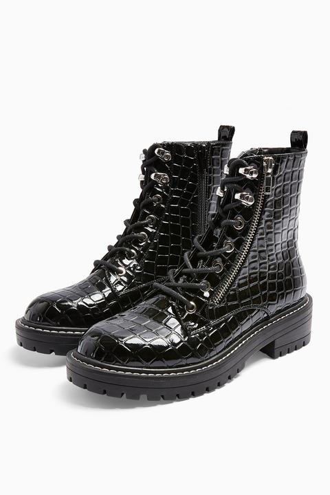 Womens Kiki Lace Up Boots - Black, Black