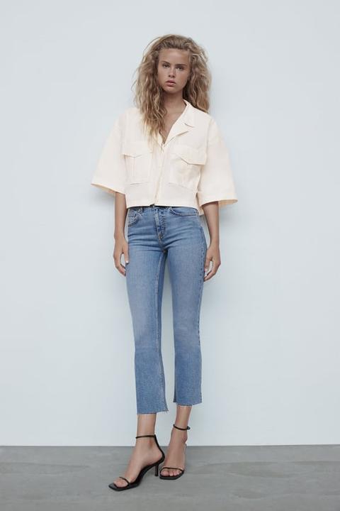 jeans mid rise cropped flare