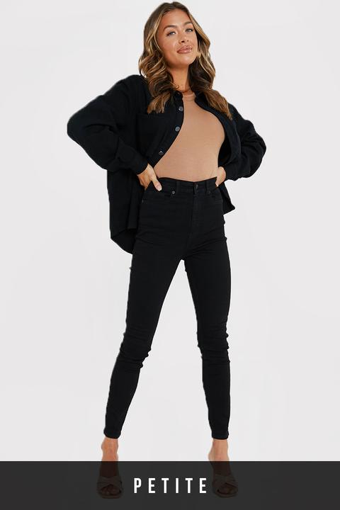 Black Jeans - Petite Black Classic High Waisted Skinny Jeans