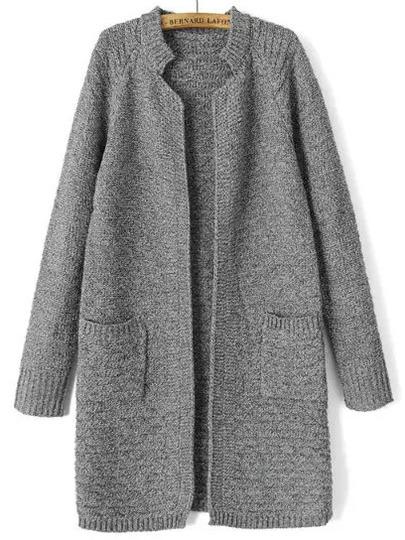 Cardigan Con Stand Collo Grigio