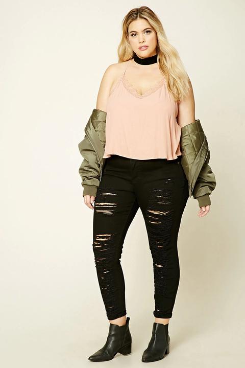 Plus Size Distressed Jeans