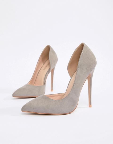 Public Desire Sweet Light Grey Court Shoes