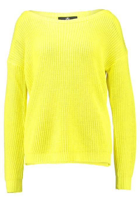 Missguided Ophelita Off Shoulder Jumper Maglione Acid Lemon