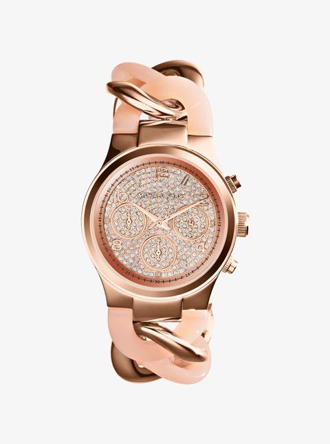 Reloj Runway Cruzado En Tono Dorado Rosa