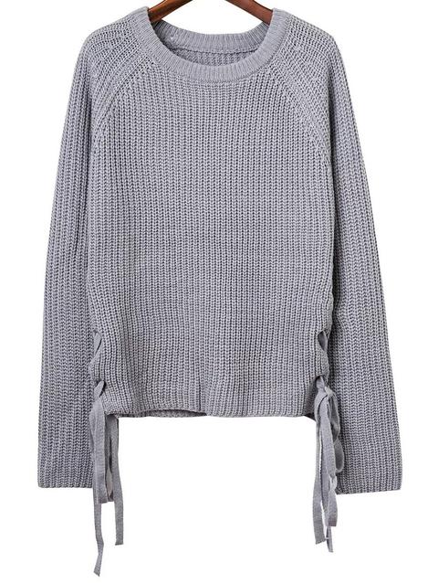 Lace Up Round Neck Jumper