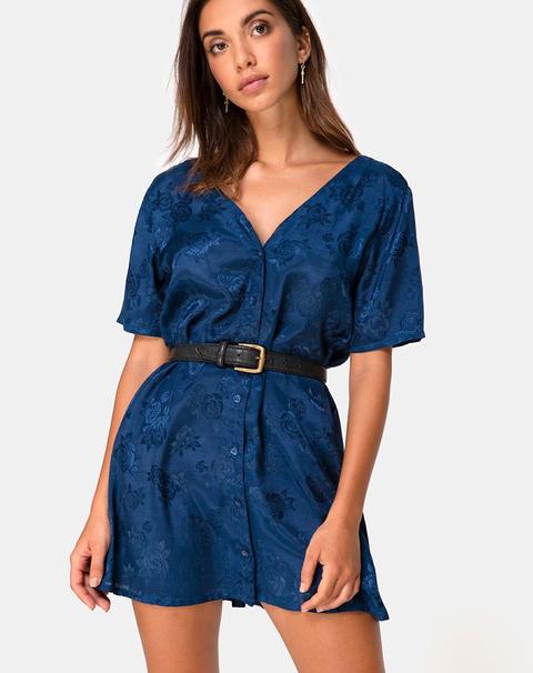 Crosena Dress In Satin Rose Navy