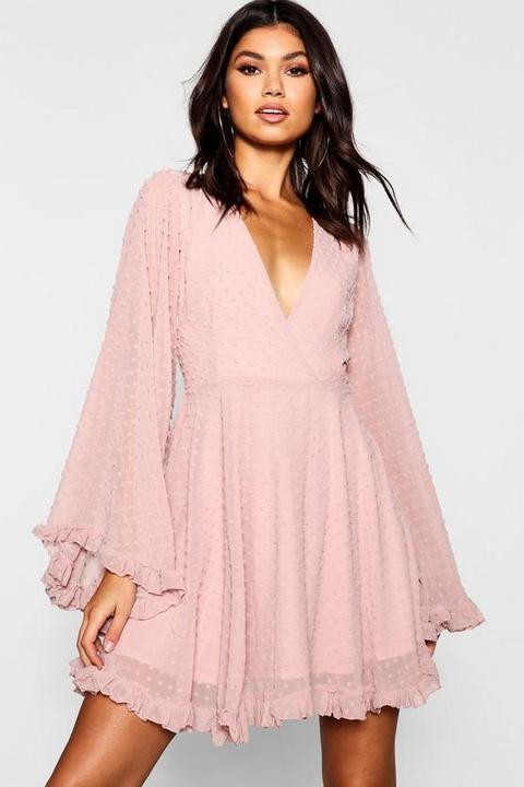 Robe Patineuse À Manches Évasées - Nude/coquille D'œuf - 40, Nude/coquille D'œuf