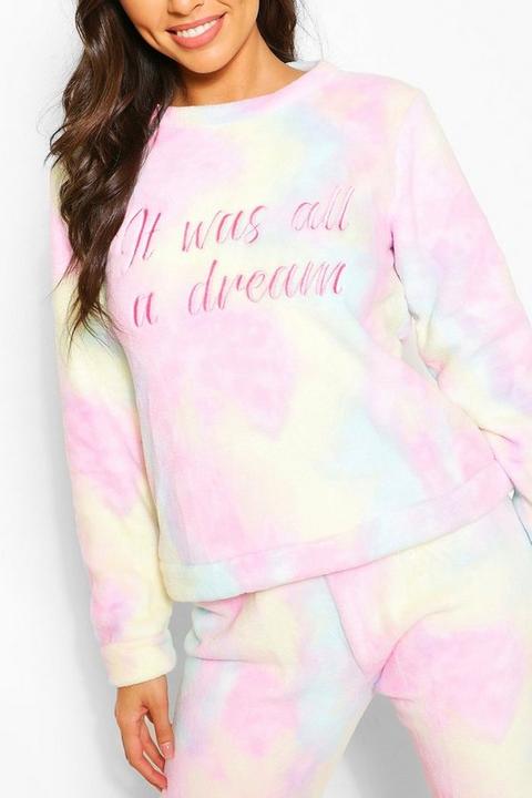 'it Was All A Dream' Tie Dye Fleece Pj Trouser Set - Multicolore - Xs, Multicolore