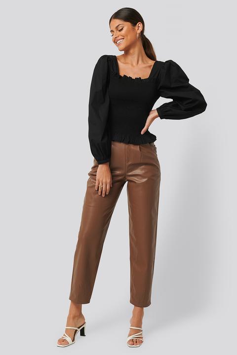 Na-kd Trend Faux Leather Ballon Leg Pants - Brown