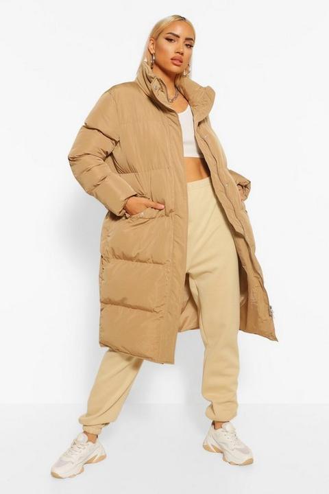 Womens Longline Funnel Neck Puffer - Metallics - 8, Metallics