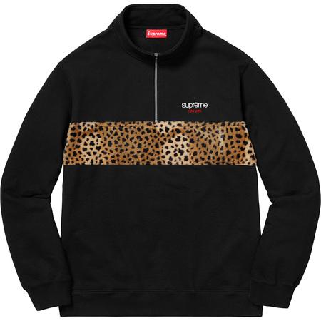 Leopard Panel Half Zip Sweatshirt