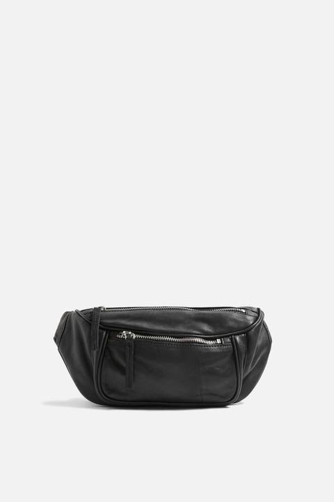 Womens Leather Bumbag - Black, Black