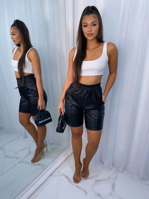 Terri Faux Leather Shorts - Black