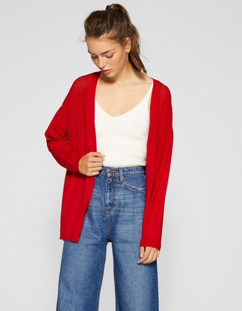 Cardigan Traforato Rosso