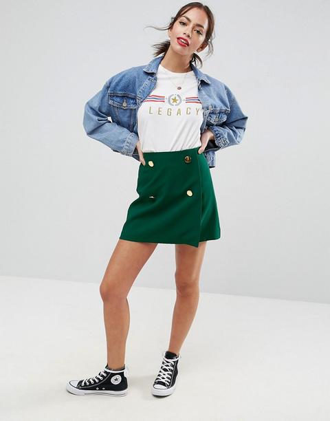 Asos Sartoriale - Minigonna Svasata Con Bottoni Sul Davanti - Verde