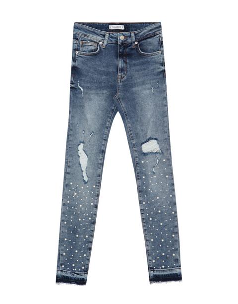 Jeans Skinny Fit Perlas Y Rotos