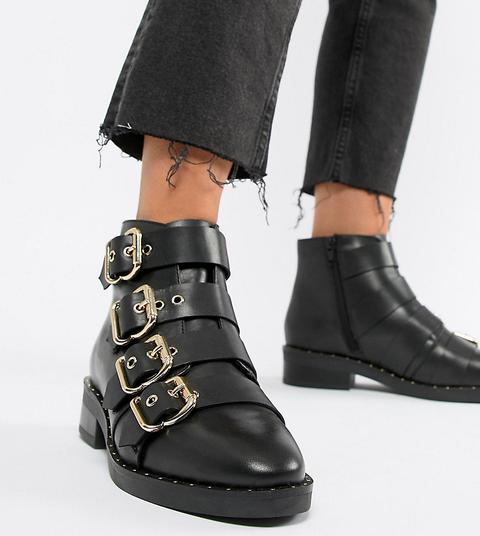 Asos Design - Avid - Ankle-boots Aus Leder Mit Nietenverzierung