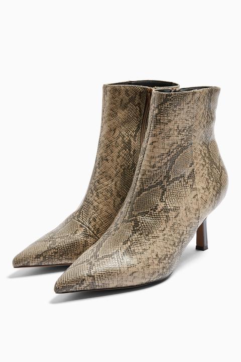 Womens Maci Snake Print Pointed Boots - Natural, Natural