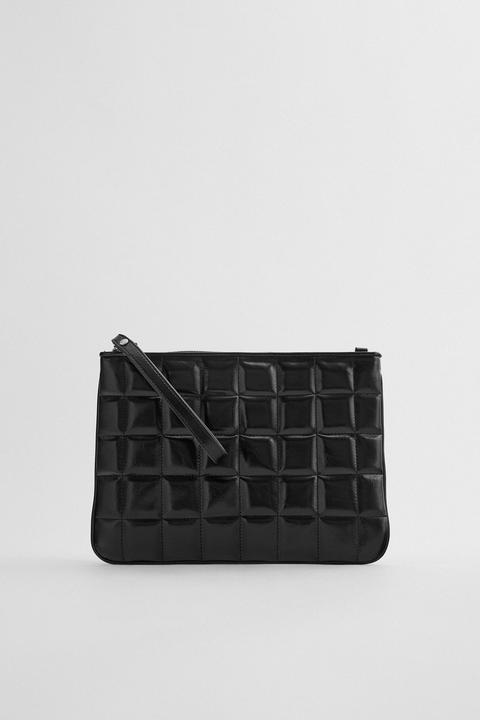 zara quilted clutch bag