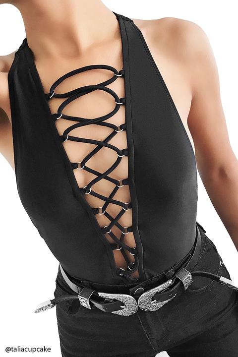 Lace-up Front One-piece