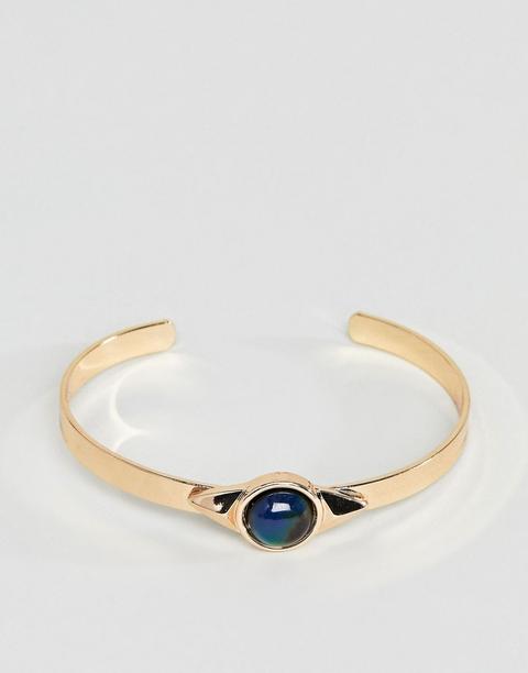 Asos Design - Bracciale Rigido Con Pietra E Triangolo - Oro