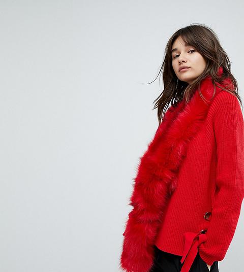 E.l.k Bright Red Faux Fur Scarf