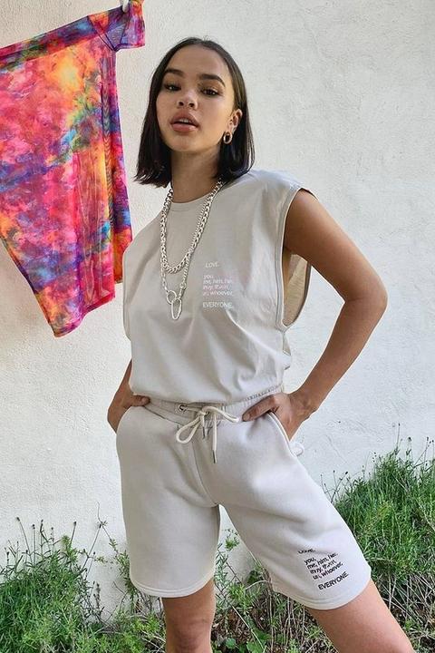 Pride Together Graffiti Print Vest - Beige - S, Beige