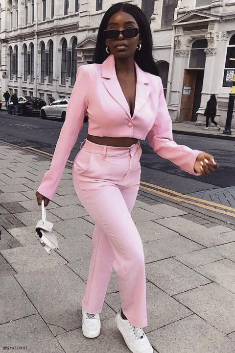 Jennia Cropped Blazer - Pink