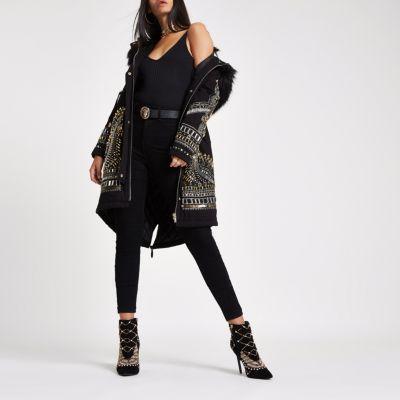 Ri 30 Black Embellished Parka