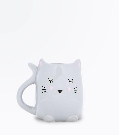 Dark Grey Sleeping Cat Mug New Look