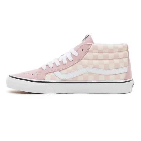 High top pink checkered on sale vans