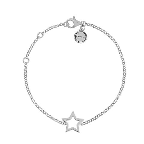 Pulsera Estrella Hueca En Plata De Ley