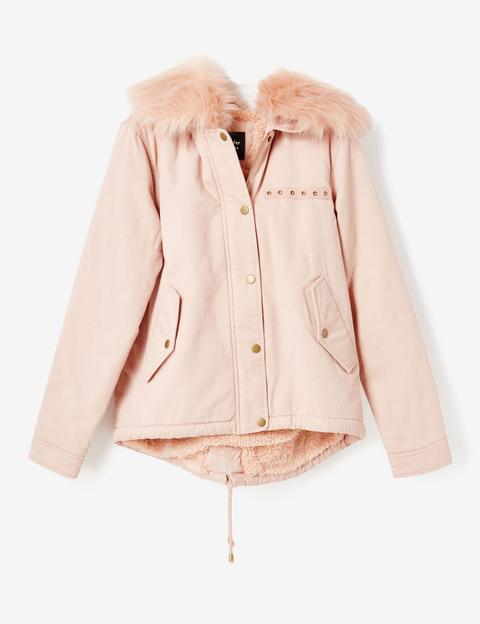 Light Pink Parka With Eyelet Detail