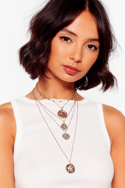 Womens Coin The Club Layered Chain Necklace
