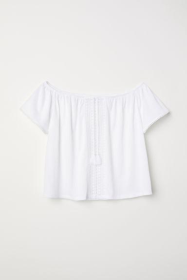 H & M - H & M+ Off-the-shoulder Blouse - White