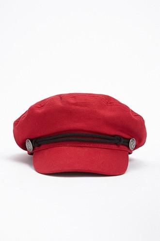 Forever 21 Button Canvas Cabby Hat , Red