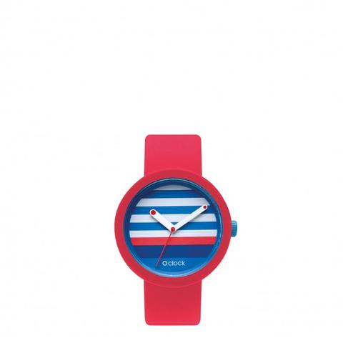 O Clock Rosso Con Meccanismo Lines Blu Cobalto