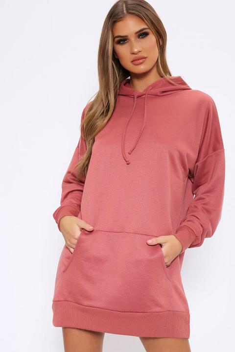 Powder Pink Oversized Hoodie Sweater Dress