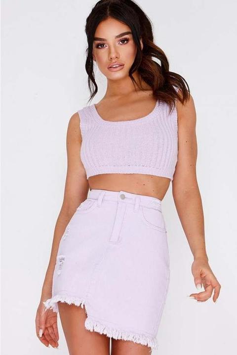 Lilac Tops - Sarah Ashcroft Lilac Ribbed Knit Crop Top