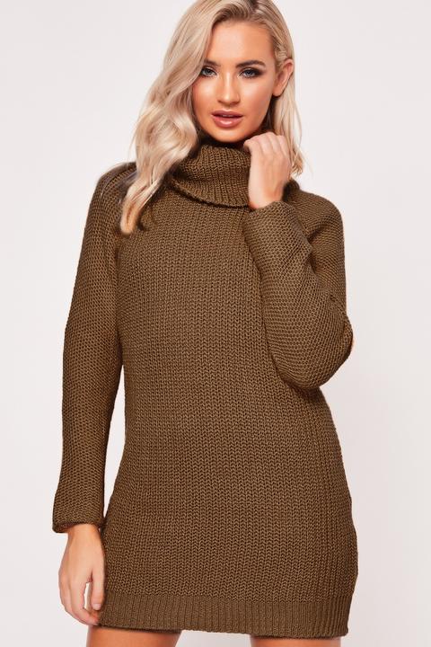 Shelby Camel Roll Neck Jumper Dress