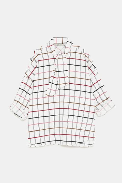 Camicia A Quadri Con Texture